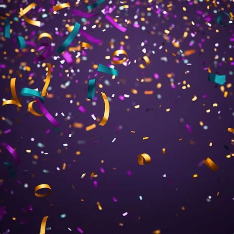 Premium AI Image | A purple background with confetti and a bunch of ...