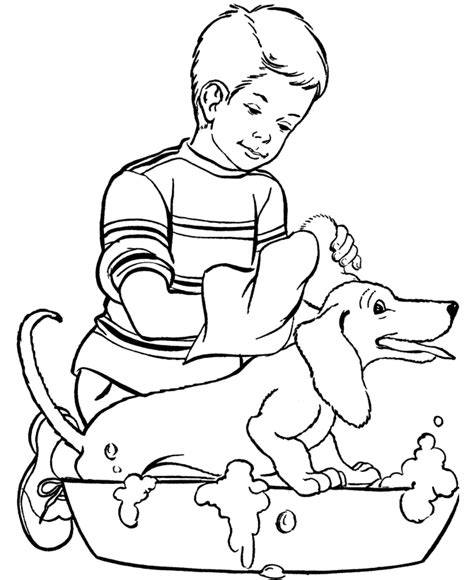 Boy Playing With Dog Coloring Page - Coloring Home