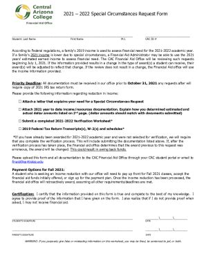 Fillable Online Financial Aid Special Circumstances Form Fax