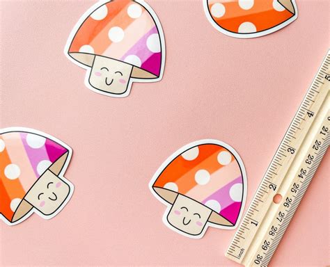 Lesbian Pride Flag Mushroom Sticker Subtle Cute Lesbian Etsy