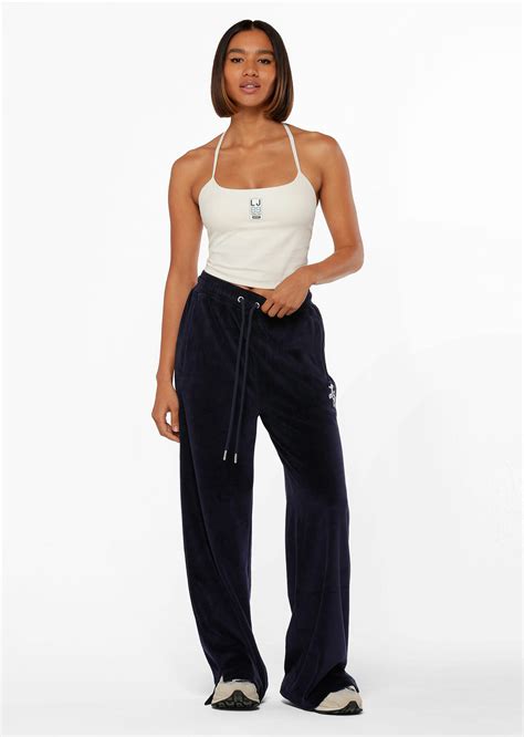 Naughties Nostalgic Velour Bootleg Track Pant Blue Lorna Jane AU