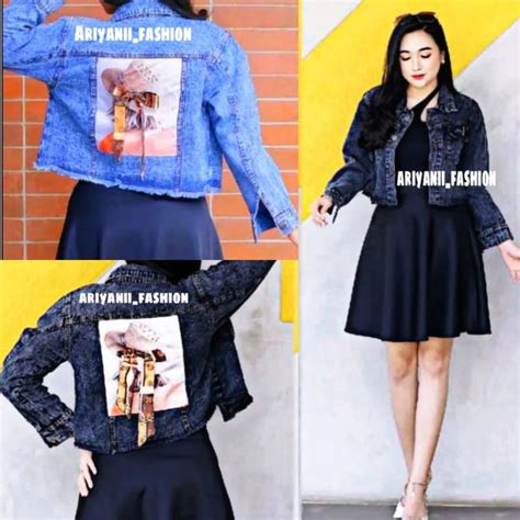 Jual ARN JAKET WANITA JEANS CROP OVERSIZE PITA JACKET DENIM MURAH