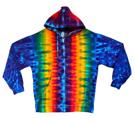 Tie Dye Zip Hoodie Psychedelic Double Rainbow Dna Honeycomb Blotter