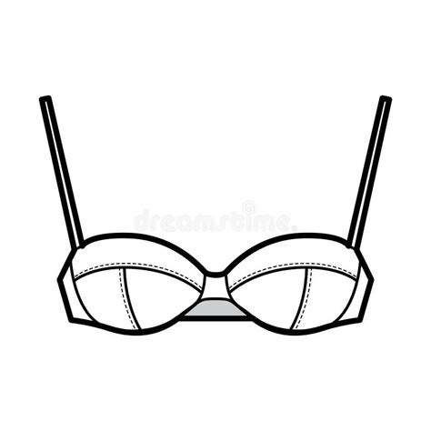 Ilustra O T Cnica De Moda De Lingerie Em Balconette Precintas Dos Ombros Copos Fecho De