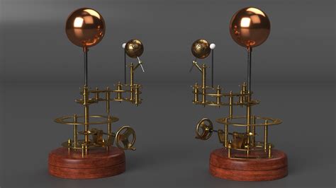 D Antique Brass Orrery Solar System Rigged Model Turbosquid