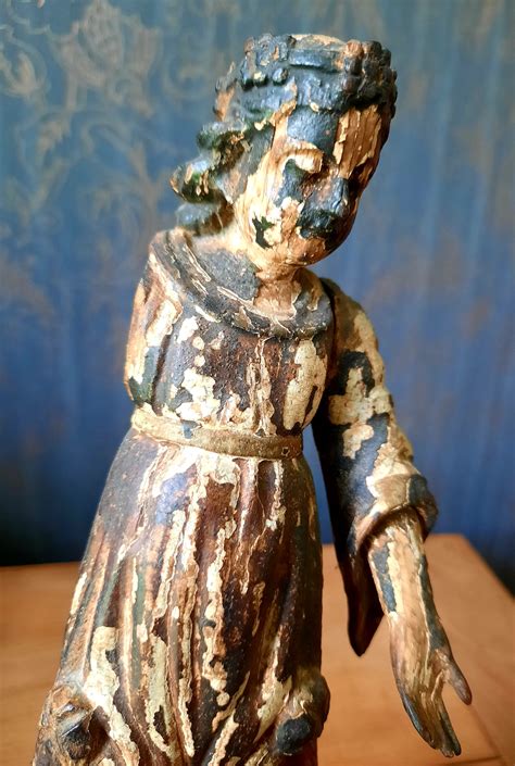 Sculpture Bois Polychrome Xvii Me Espritbrocante