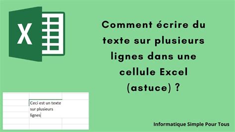 Comment écrire du texte sur plusieurs lignes dans une cellule Excel