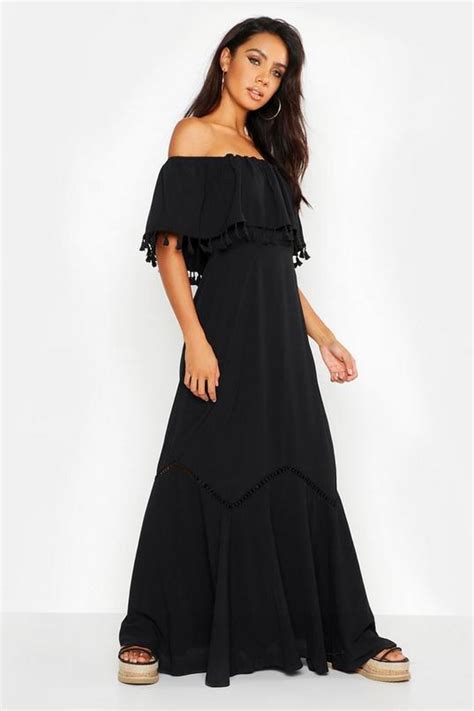 Off The Shoulder Tassel Maxi Dress Boohoo