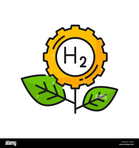 Hydrogen Green Energy Flower And H2 Molecule Vector Color Icon Hydrogen Power Production