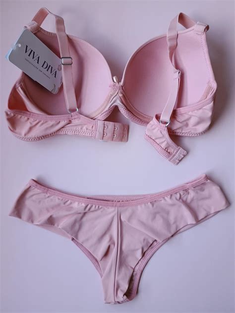 Lingerie básica conjunto de sutiã e calcinha rosa romance Viva Diva Lingeries