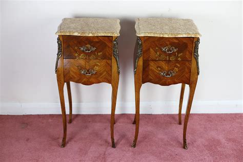 Antique Louis XV French Marquetry Marble Nightstands For Sale At 1stDibs