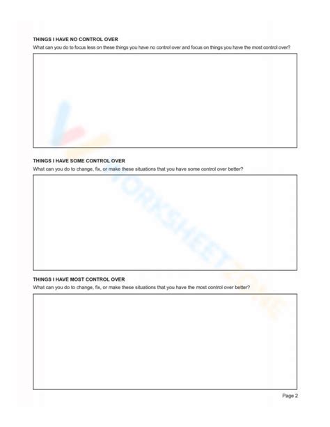 Free Printable Circle of Control Worksheet Collection