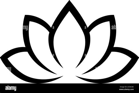 Black calligraphic lotus blossom. Yoga symbol. Simple flat vector ...