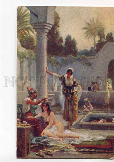 3033443 NUDE Slaves HAREM Bathing By LEINWEBER Vintage Color PC Topics Risque Paintings