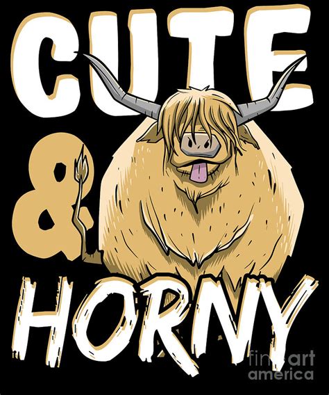 Cute Horny Highland Cattle Cow Digital Art By Alessandra Roth Pixels