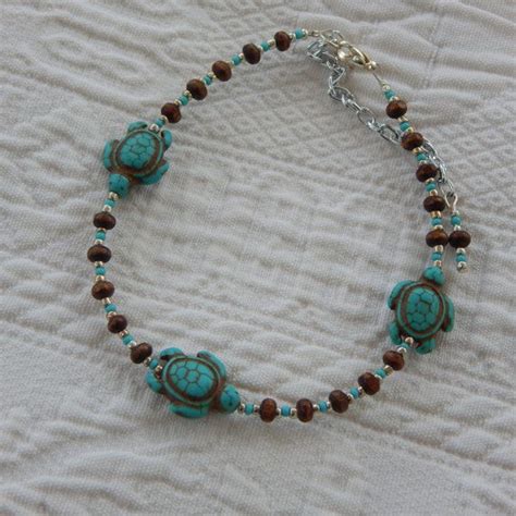 Turquoise Turtle Aqua Glass And Brown Wood By Thevelvetmannequin 15 00