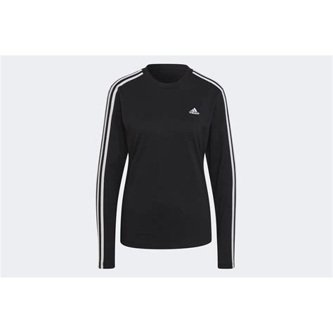 Póló adidas Sportswear Essentials 3 Stripes Long Sleeve HF7261 női fekete