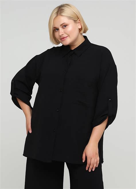 Сорочка вільної посадки чорна, L-5XL – Жіночий одяг