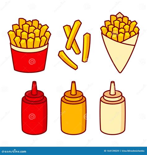 Conjunto De Ilustraciones De Patatas Fritas Ilustraci N Del Vector