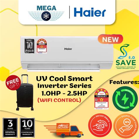 NEW MODEL HAIER UV COOL PREMIUM UV COOL SMART R32 AIRCOND INVERTER