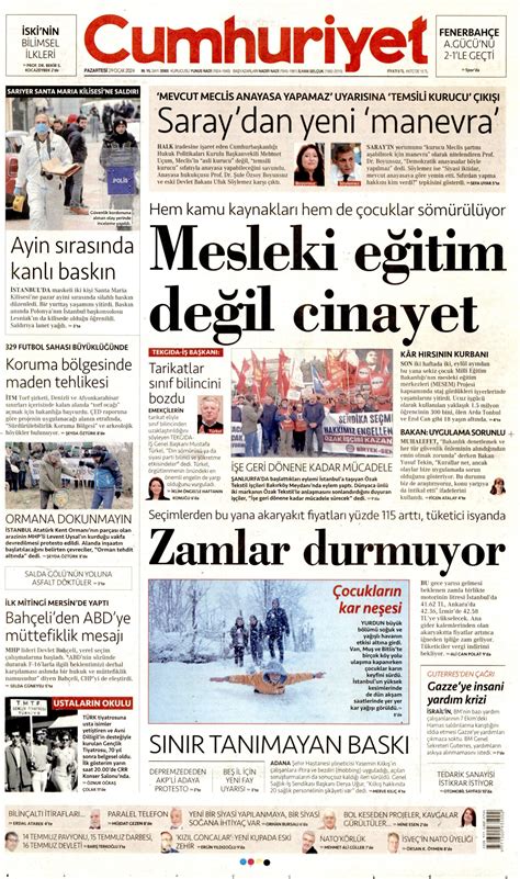 Cumhuriyet Gazetesi Cumhuriyet Manşet Oku Haberler 29 Ocak 2024