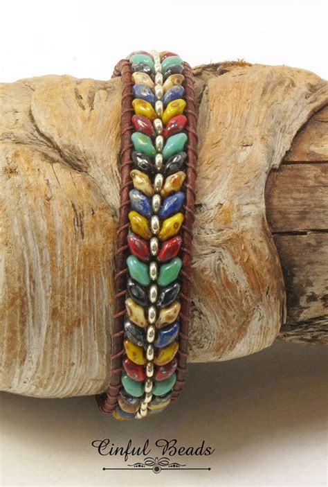 Southwestern Beaded Leather Wrap Multicolor