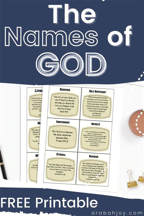 Names And Attributes Of God FREE Printable Attributes Of God Names