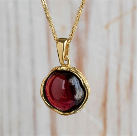 Vintage Pendant Bohemian Jewelry Garnet Necklace 14K Gold Etsy