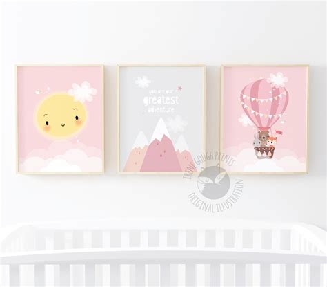 Hot Air Balloon Pink Nursery Print New Baby Girl Gift Etsy