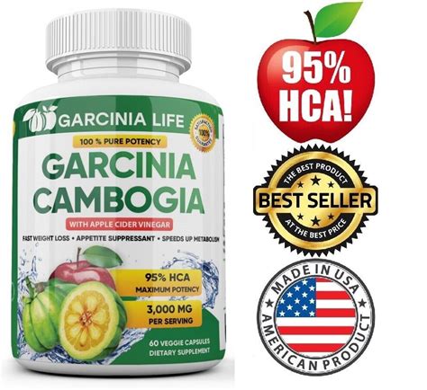 3 X Weight Loss Garcinia Cambogia W Apple Cider Vinegar Acv Fat Burner Pills Ebay