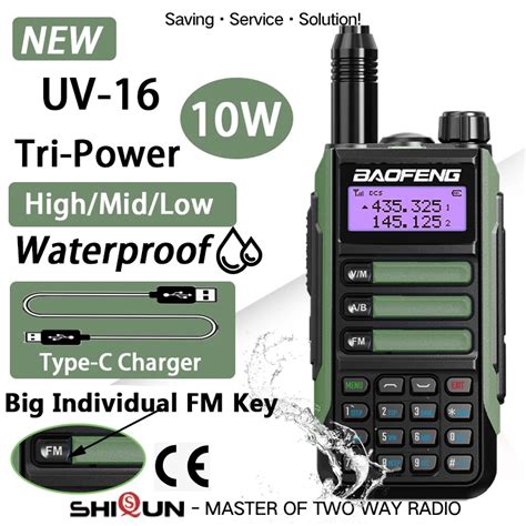 Baofeng UV 16 Plus Walkie Talkie 10 KM Militare UV 16 Pro 10W Potente