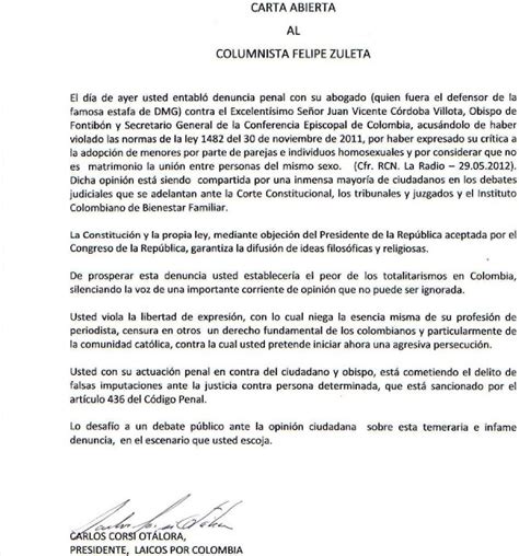 CARTA ABIERTA AL COLUMNISTA FELIPE ZULETA