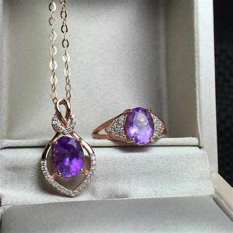 Natural Gemstone Jewelry Amethyst Rose Gold Color Women 925 Silver ...