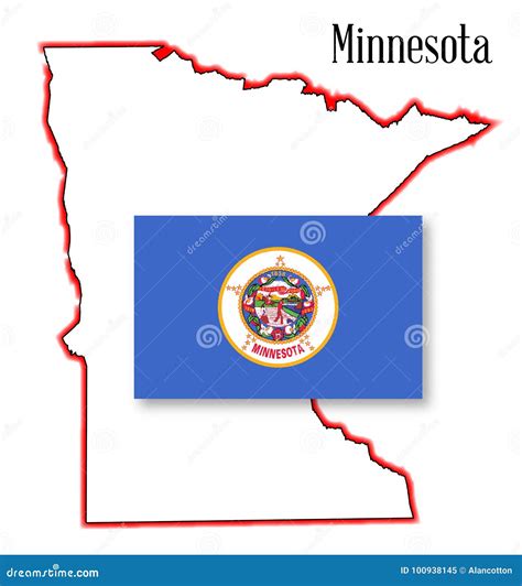 Mapa E Bandeira Do Estado De Minnesota Ilustração Do Vetor Ilustração De Mapa América 100938145