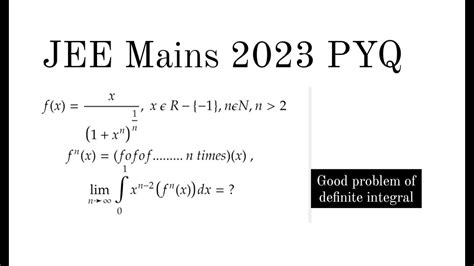 Definite Integral Good Problem Jee Main Youtube