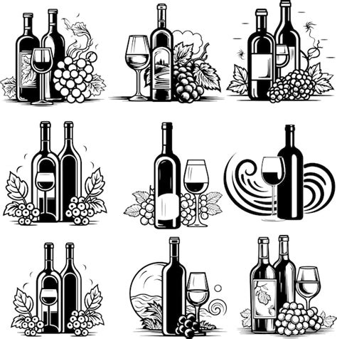 Premium Vector Wine Bottle Glass Silhouette Vector Illustration