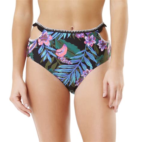 Time And Tru Women S Elevated Midnight Bloom Bikini Bottom Walmart