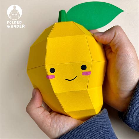 adorable  mango set papercraft template diy fruit origami digital
