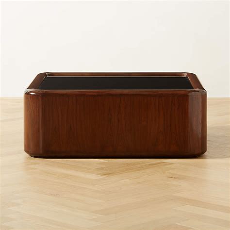 Plier Modern Square High Gloss Walnut Wood Coffee Table Cb2 Canada