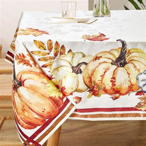 Amazon Hexagram Fall Tablecloth Damask Fabric Pumpkin Printing