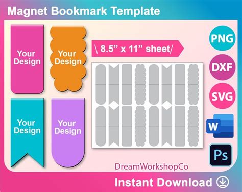 Magnetic Bookmark Template Bookmark Template Svg Canva Dxf Ms Word Docx Png Psd 85x11