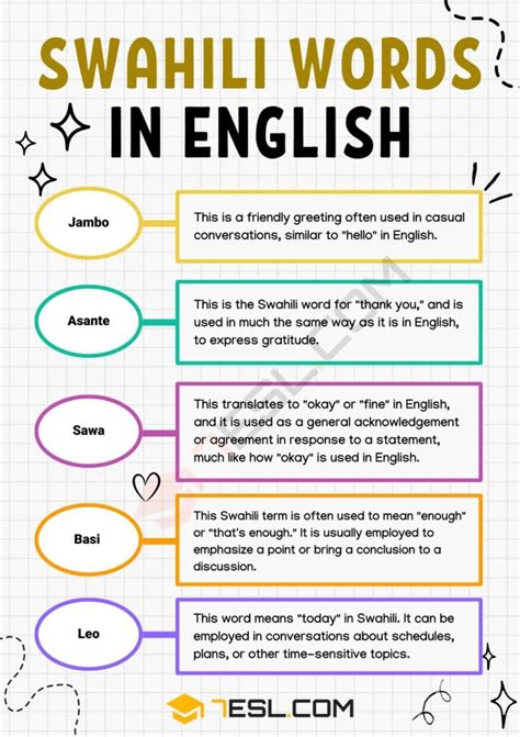 Swahili Words In English Uncovering Linguistic Influences Esl