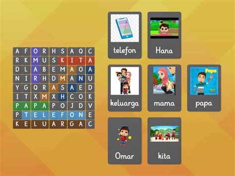 Golongan Kata Nama Tahun 3 Wordsearch