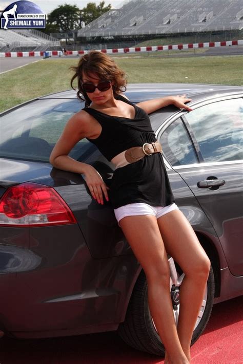 American Shemale Hottie Stroking Her Cock In The Car Porn Pictures XXX Photos Sex Images