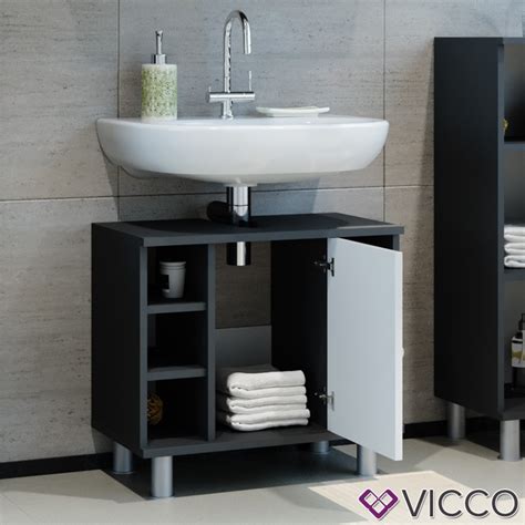 Шкаф под раковину Vicco Fynn, тумба, белый антрацит – фото, отзывы ...