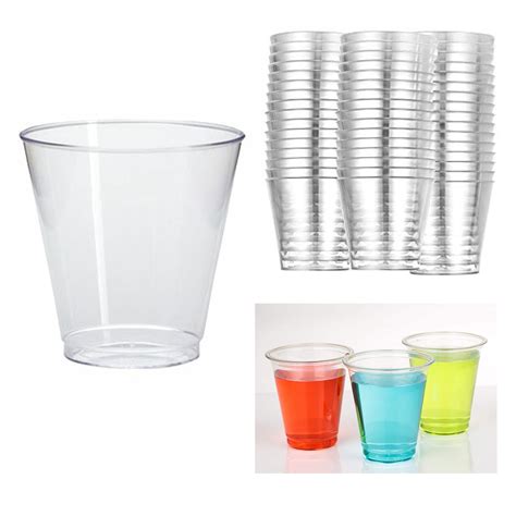 50 Mini Shot Glasses Clear Hard Plastic 1 Oz Disposable Party Cups Catering Bar