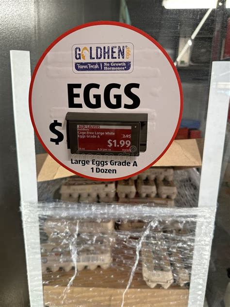 Goldhen Brand Cage Free Grade A Eggs On Sale At Aldi Editorial Image