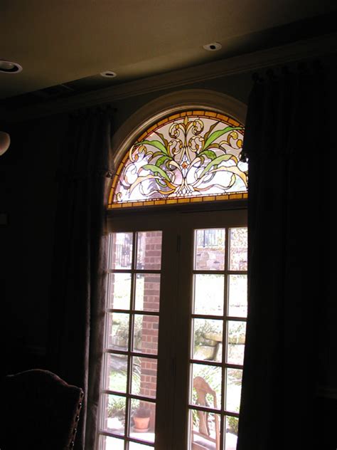 Leaded stained glass art nouveau style transom windows