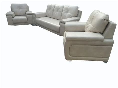 Wooden 5 Seater White Leather Sofa Set At Rs 55000 Set In Hyderabad