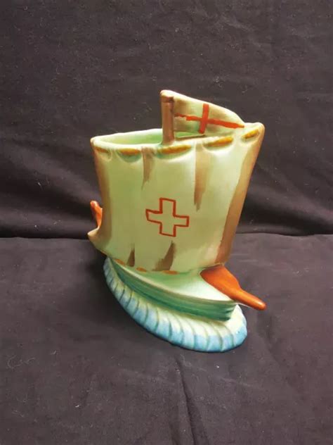 Rare Art Deco Burleigh Ware Galleon Shaped Vase S Very Good